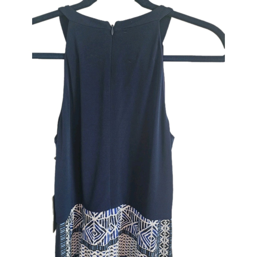 Vince Camuto Halter Jumpsuit Womens 8 Navy White Wide Leg Casual Boho Resort NEW - Picture 3 of 10